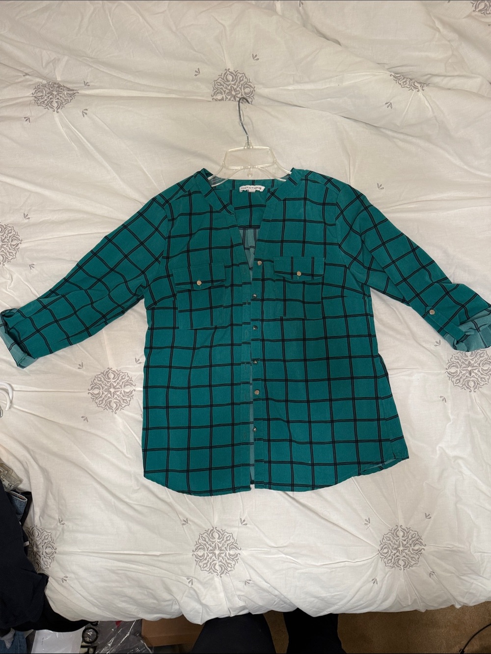Notations Emerald Green Plaid Button-Down Shirt
